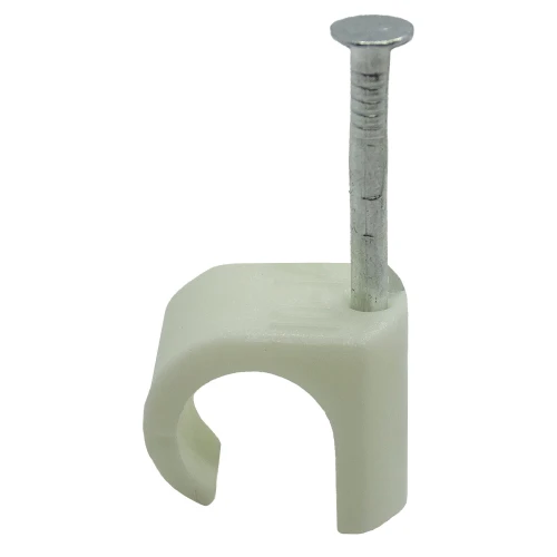 10 - 14mm Round Cable Clips - White (Pack of 100) | Nail-In Cable Clips | Vital Parts