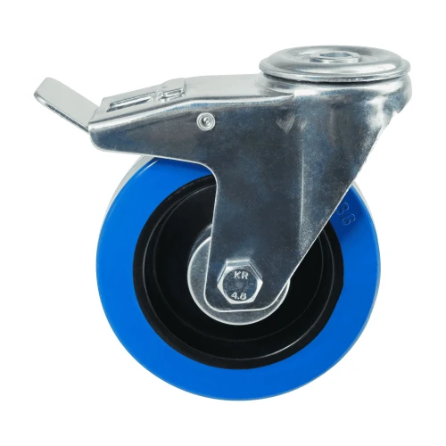 80mm Braked Blue Elastic Castors for Trolleys | Heavy duty wheels