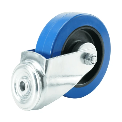 100mm Bolt Hole Blue Elastic Castors | Heavy duty wheels