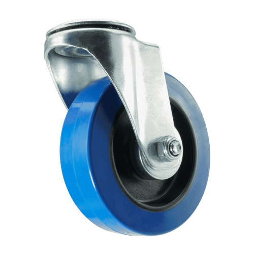125mm Bolt Hole Blue Elastic Castors | Heavy duty wheels