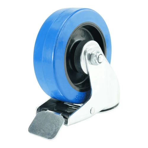 125mm Braked Blue Elastic Castors for Trolleys | Heavy duty wheels