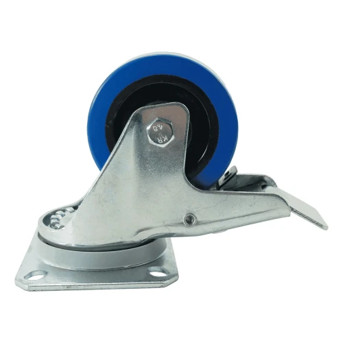 125mm Braked Top Plate Blue Elastic Castors | Heavy duty wheels