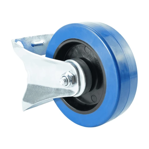 80mm Fixed Top Plate Blue Elastic Castors | Heavy duty wheels
