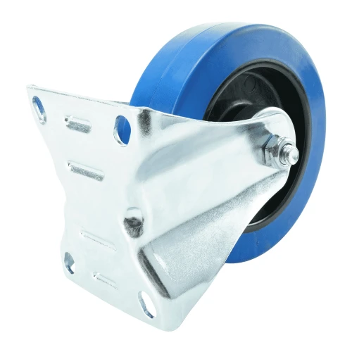 100mm Fixed Top Plate Blue Elastic Castors | Heavy duty wheels