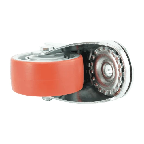 100mm Braked Red Polyurethane Castors | Heavy duty wheels