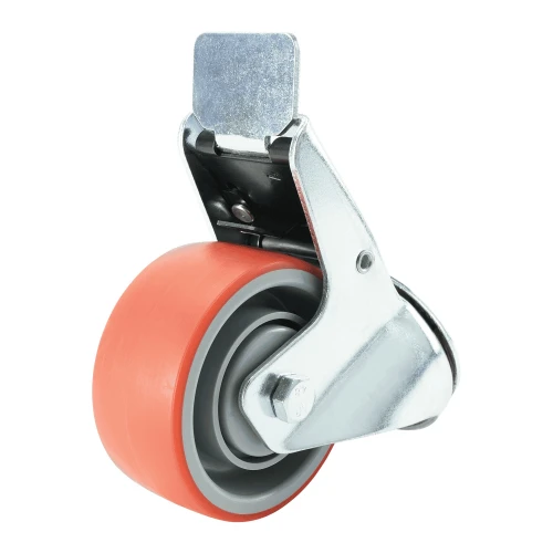 100mm Braked Red Polyurethane Castors | Heavy duty wheels