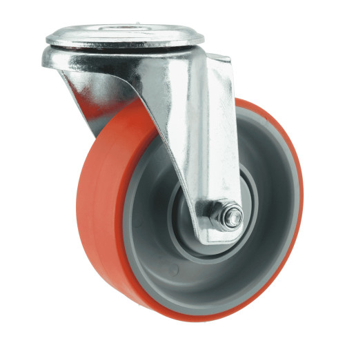 125mm Red Polyurethane Industrial Castors | Heavy duty wheels