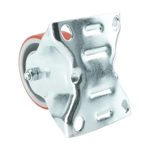 80mm Fixed Plate Red Polyurethane Castors | Heavy duty wheels