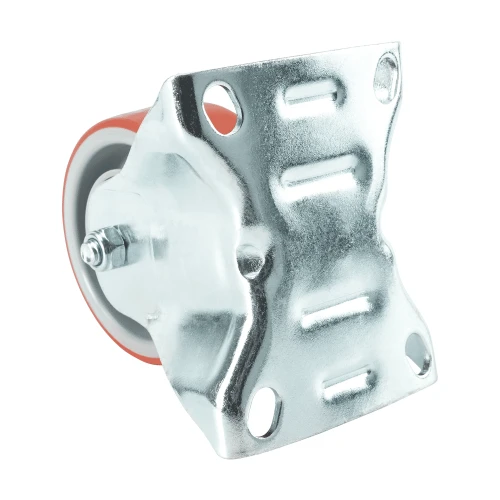 125mm Fixed Plate Red Polyurethane Castors | Heavy duty wheels