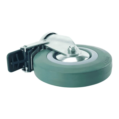 100mm Green Rubber Bolt Hole Castor Braked | Vital Parts