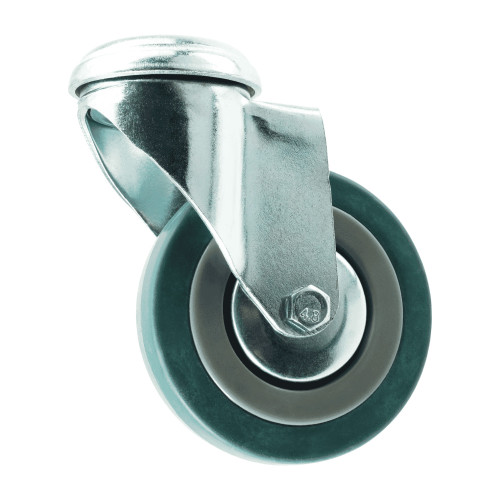 125mm Bolt Hole Green Rubber Castors