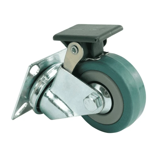 50mm Green Rubber Top Plate Castor Braked