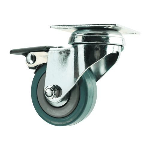 75mm Braked Top Plate Green Castors for Trolleys