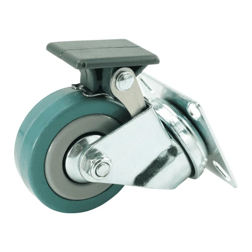 125mm Braked Top Plate Green Castors for Trolleys