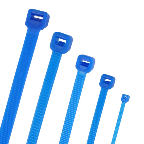 203mm Fluorescent Blue Cable Ties (52mm Max Bundle) - 1.35mm Thick x 4.8mm Wide | 100pk
