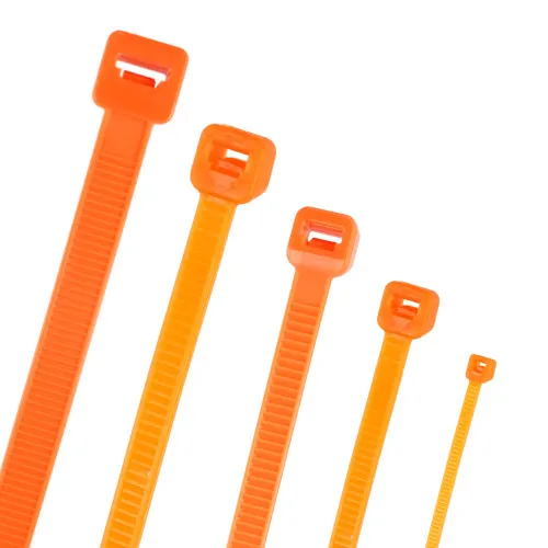 203mm Fluorescent Orange Cable Ties (52mm Max Bundle) - 1.35mm Thick x 4.8mm Wide | 100pk