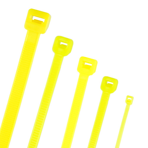 203mm Fluorescent Yellow Cable Ties (52mm Max Bundle) - 1.35mm Thick x 4.8mm Wide | 100pk