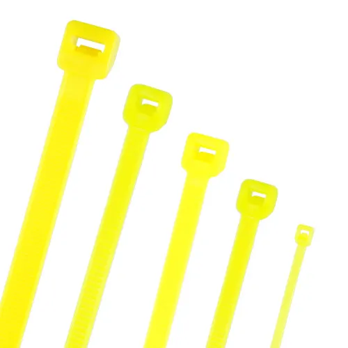 203mm Fluorescent Yellow Cable Ties (52mm Max Bundle) - 1.35mm Thick x 4.8mm Wide | 100pk