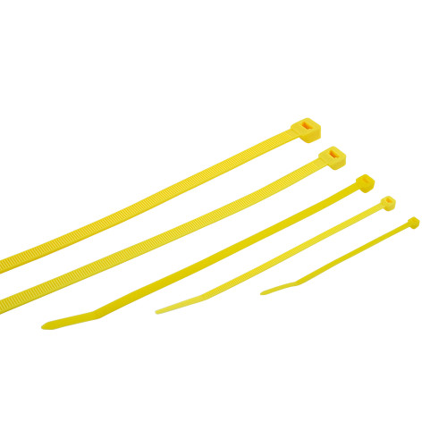 450mm Yellow Cable Ties (128mm Max Bundle) - 1.9mm Thick x 9mm Wide | 100pk