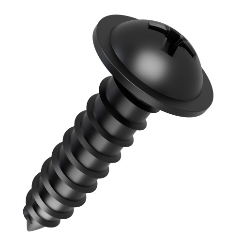 4.8mm x 16mm Flanged AB Self Tapping Screw (BS 4174) | Black Zinc Steel