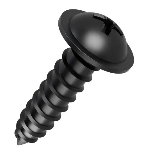 4.8mm x 19mm Flanged AB Self Tapping Screw (BS 4174) | Black Zinc Steel