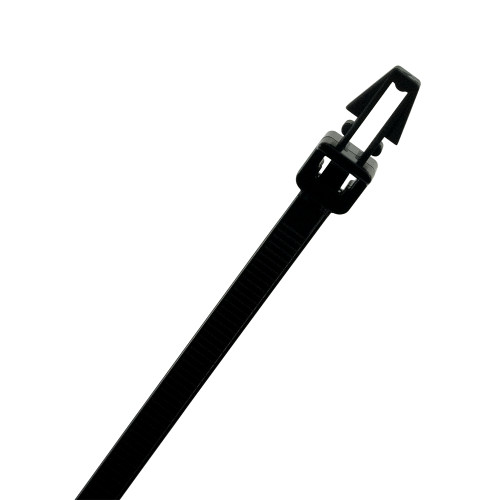 203mm Black Push Mount Cable Ties (50mm Max Bundle) - 4.8mm Wide | 100pk
