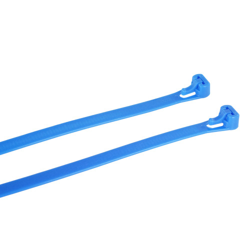 250mm Blue Reusable Cable Ties (65mm Max Bundle) - 7.6mm Wide - 22kg Tensile Strength | 100pk
