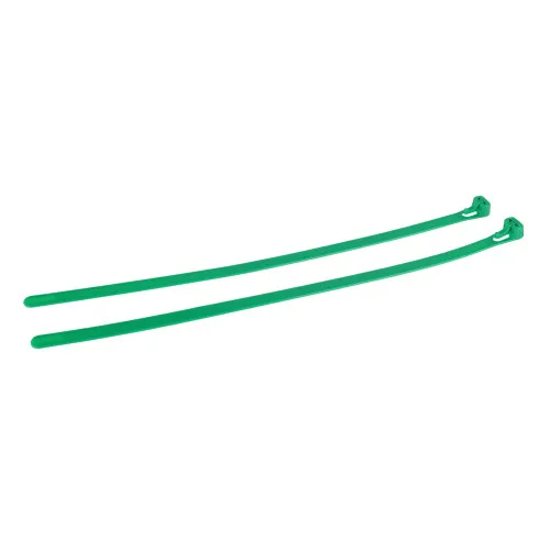 250mm Green Reusable Cable Ties (65mm Max Bundle) - 7.6mm Wide - 22kg Tensile Strength | 100pk