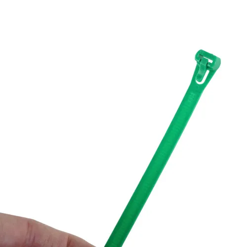 250mm Green Reusable Cable Ties (65mm Max Bundle) - 7.6mm Wide - 22kg Tensile Strength | 100pk