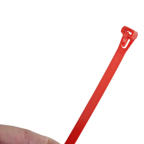 250mm Red Reusable Cable Ties (65mm Max Bundle) - 7.6mm Wide - 22kg Tensile Strength | 100pk