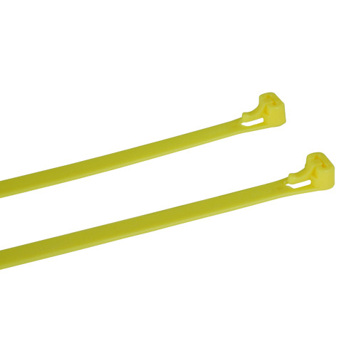 250mm Yellow Reusable Cable Ties (65mm Max Bundle) - 7.6mm Wide - 22kg Tensile Strength | 100pk