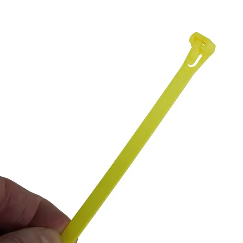 250mm Yellow Reusable Cable Ties (65mm Max Bundle) - 7.6mm Wide - 22kg Tensile Strength | 100pk