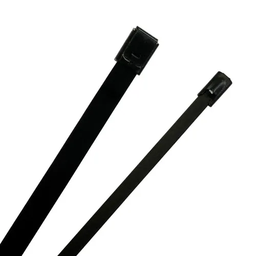 200mm (4.6mm) Metal Cable Ties - 56mm Diameter Bundles (100pk) 316 SS Coated Black Epoxy