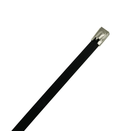 Stainless Steel Cable Ties, 4.6mm x 200mm, Black Polyester Coated (Pack of 100)