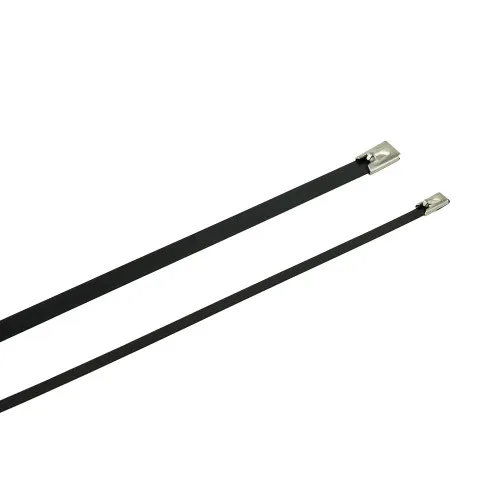 200mm (4.6mm) Metal Cable Ties - 56mm Diameter Bundles (100pk) 316 SS Coated Black Polyester