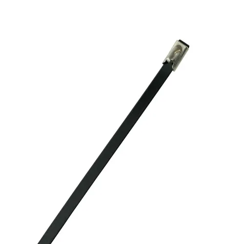 200mm (4.6mm) Metal Cable Ties - 56mm Diameter Bundles (100pk) 316 SS Coated Black Polyester