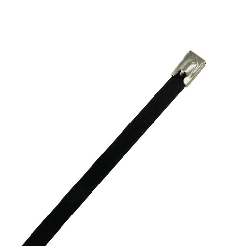 260mm (4.6mm) Metal Cable Ties - 75mm Diameter Bundles (100pk) 316 SS Coated Black Polyester
