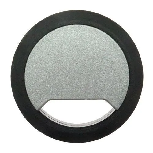 80mm Silver/Black Desk Grommet / Cable Tidy (96mm Head) ABS