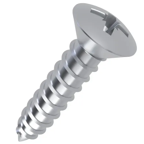 3.9mm x 25mm Pozi Raised Countersunk Self Tapping Screw DIN 7983CZ - BZP