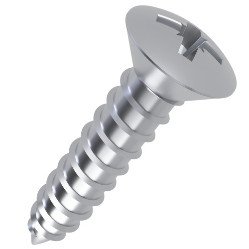4.8mm x 19mm Pozi Raised Countersunk AB Self Tapping Screw (DIN 7983CZ) | BZP Steel