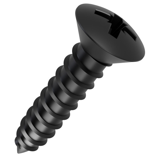 3.5mm x 25mm Pozi Raised Countersunk AB Self Tapping Screw (DIN 7983CZ) | Black Zinc Steel
