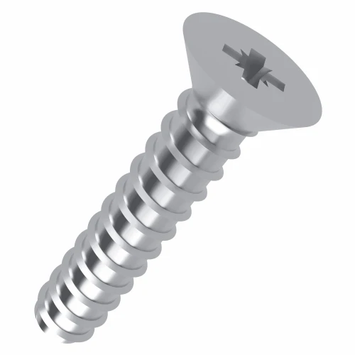 3.5mm x 19mm Pozi Countersunk B Self Tapping Screw DIN 7982FZ - Zinc Plated Steel