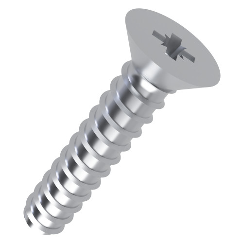 4.8mm x 13mm Pozi Countersunk B Self Tapping Screw (DIN 7982FZ) | BZP Steel