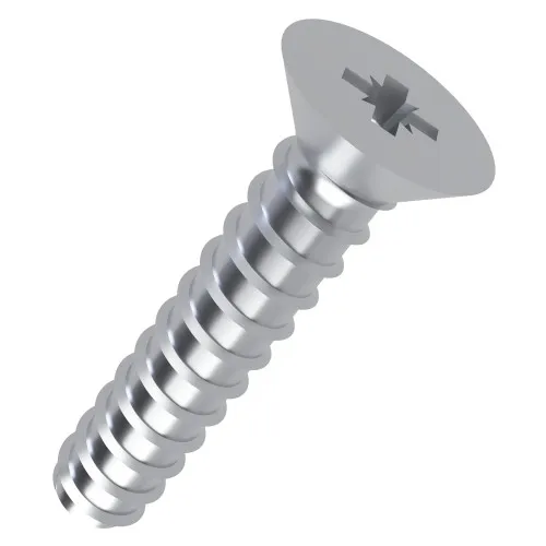4.8mm x 25mm Pozi Countersunk B Self Tapping Screw DIN 7982FZ - Zinc Plated Steel | Vital Parts