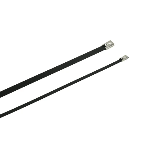 300mm (7.9mm) Metal Cable Ties - 88mm Diameter Bundles (100pk) 316 SS Coated Black Polyester