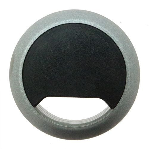 60mm Black/Silver Desk Grommet / Cable Tidy (72mm Head) ABS