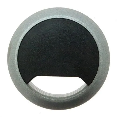 60mm Black/Silver Desk Grommet / Cable Tidy (72mm Head) ABS