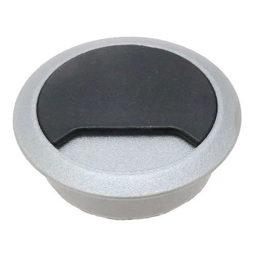 60mm Black/Silver Desk Grommet / Cable Tidy (72mm Head) ABS