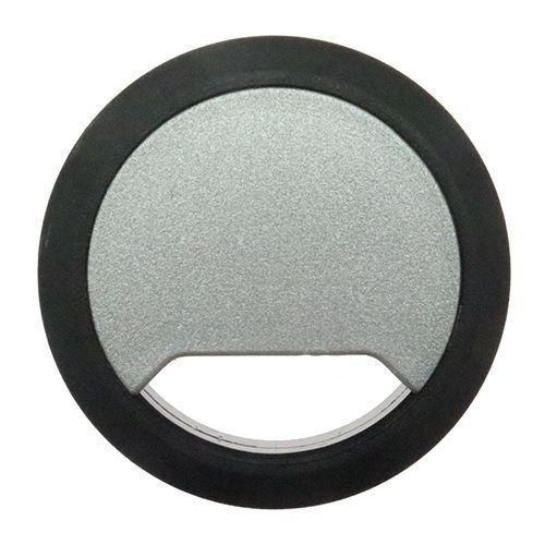 60mm Silver/Black Desk Grommet / Cable Tidy (72mm Head) ABS