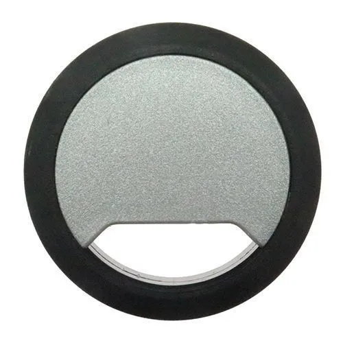 60mm Silver/Black Desk Grommet / Cable Tidy (72mm Head) ABS